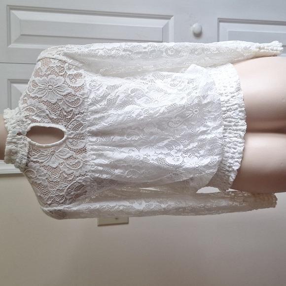 Adiva White Lace Blouse Size M - Picture 4 of 8